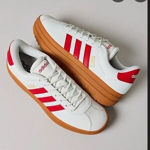 Adidas Platform White and Red Sneakers - like new
